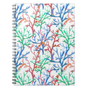 Watercolor Coral Pattern Spiral Notebook