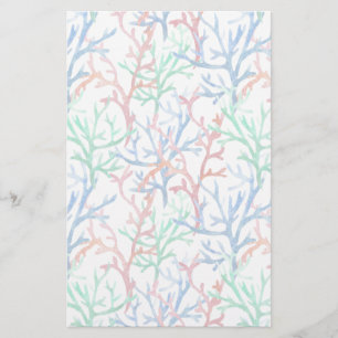 Watercolor Coral Pattern Stationery