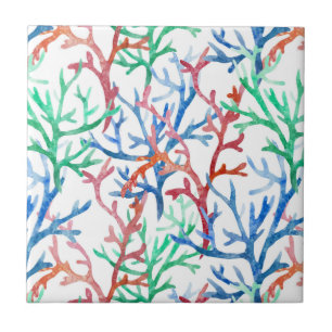 Watercolor Coral Pattern Tile