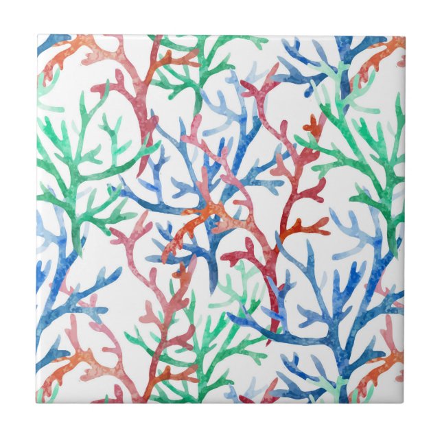 Watercolor Coral Pattern Tile (Front)