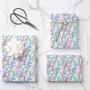 Watercolor Coral Pattern Wrapping Paper Sheet