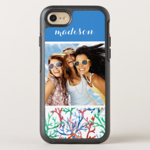 Watercolor Coral Pattern   Your Photo & Name OtterBox Symmetry iPhone 8/7 Case