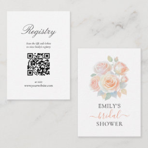 Watercolor Coral Pink Floral Garden Bridal Shower Enclosure Card