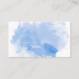 Watercolor coral reef blue place card