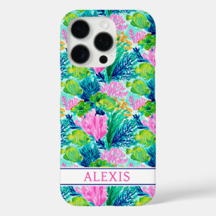 Watercolor Coral Reef Monogrammed  iPhone 16 Pro Case