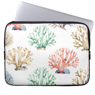 Watercolor Coral Reef Pattern Laptop Sleeve