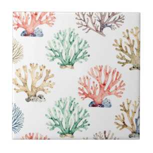 Watercolor Coral Reef Pattern Tile