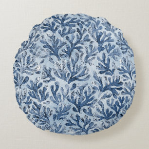 Watercolor Coral Round Cushion