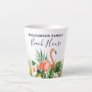 Watercolor Coral Tropical Floral Beach House Latte Mug