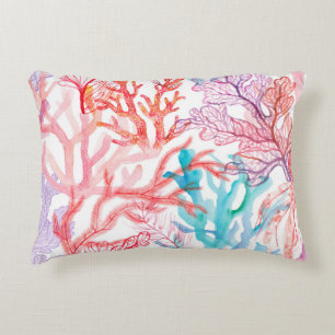 Watercolor corals. Seamless pattern with the under Decorative Cushion