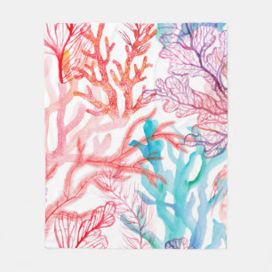 Watercolor corals. Seamless pattern with the under Fleece Blanket