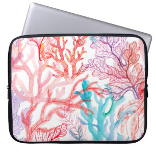 Watercolor corals. Seamless pattern with the under Laptop Sleeve