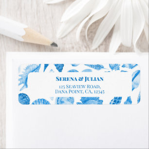 Watercolor Cornflower Blue Sea Shells Return