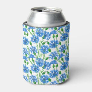 Watercolor cornflower pattern can cooler