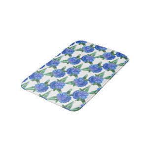watercolor cornflowers bath mat