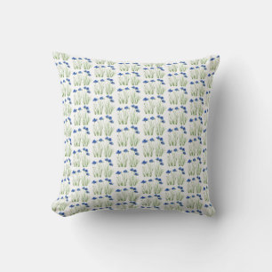 Watercolor Cornflowers Wildflowers Blue Floral Cushion
