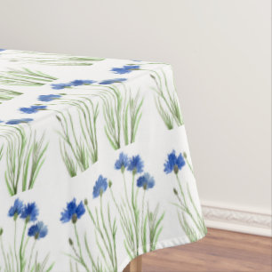 Watercolor Cornflowers Wildflowers Blue Floral Tablecloth