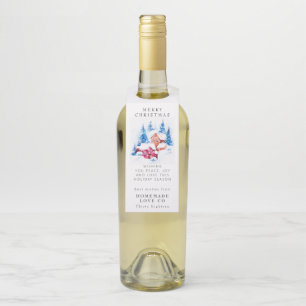 Watercolor corporate Christmas Holiday Bottle Tag