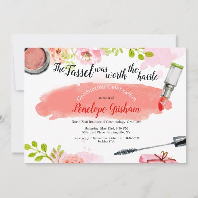 Watercolor Cosmetics Graduation Invitation (Front)