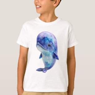 Watercolor Cosmic Galaxy Whale Kids T-Shirt