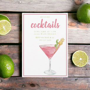 Watercolor Cosmopolitan Cocktail Party Invitation