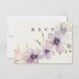 Watercolor cosmos floral RSVP meal choices Card