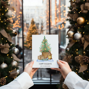 Watercolor Cosy Christmas Tree Flat  Holiday Card