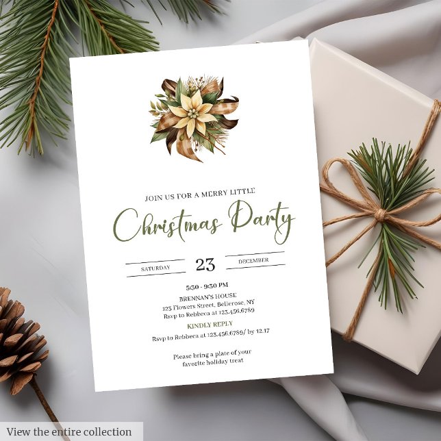 Watercolor Cosy Neutral Earthy Minimalist Xmas  Invitation (Watercolor Cozy Neutral Earthy Minimalist Xmas Party Invitation)