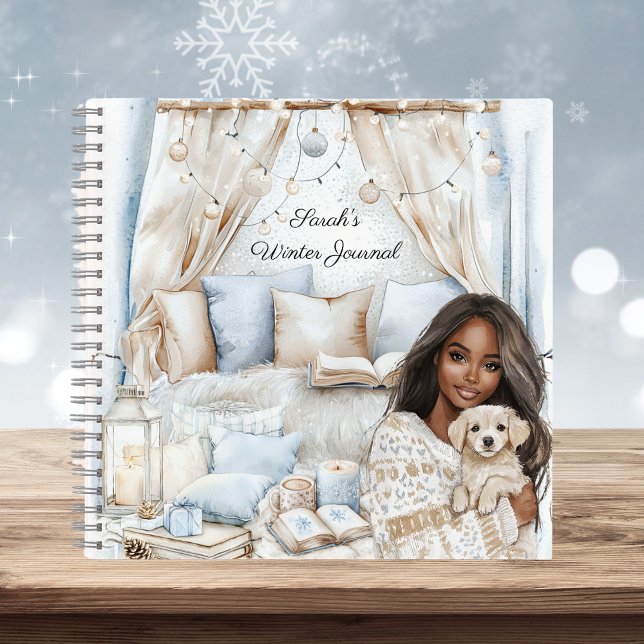 Watercolor Cosy Winter Blue Personalise Notebook (Creator Uploaded)
