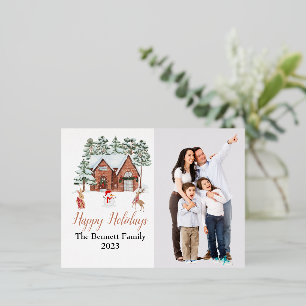 Watercolor Cosy Winter House Aesthetic Holiday Art