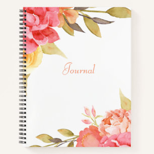Watercolor Cottage Garden Roses Notebook