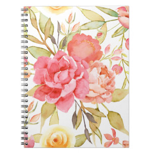 Watercolor Cottage Garden Roses Notebook