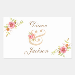 Watercolor Cottage Garden Roses Scrapbook Rectangular Sticker