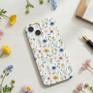 Watercolor Cottagecore Blue Yellow Pink Wildflower Case-Mate iPhone 14 Case