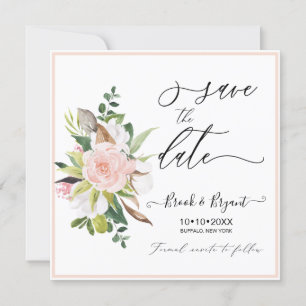 Watercolor Cotton Blush Roses Save the Date Invitation