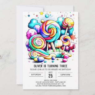 Watercolor Cotton Candy Birthday Invitation