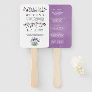 Watercolor Cotton Lavender Country Wedding Hand Fan