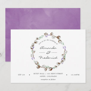 Watercolor Cotton Lavender Country Wedding Invitation