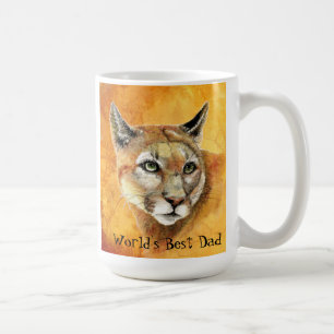 Watercolor Cougar Animal World's Best Dad Coffee Mug
