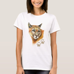 Watercolor Cougar  Puma, Mountain Lion, Animal T-Shirt