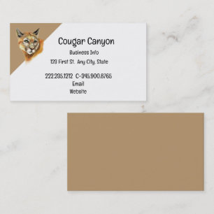 Watercolor Cougar with Animal Tracks Business Card