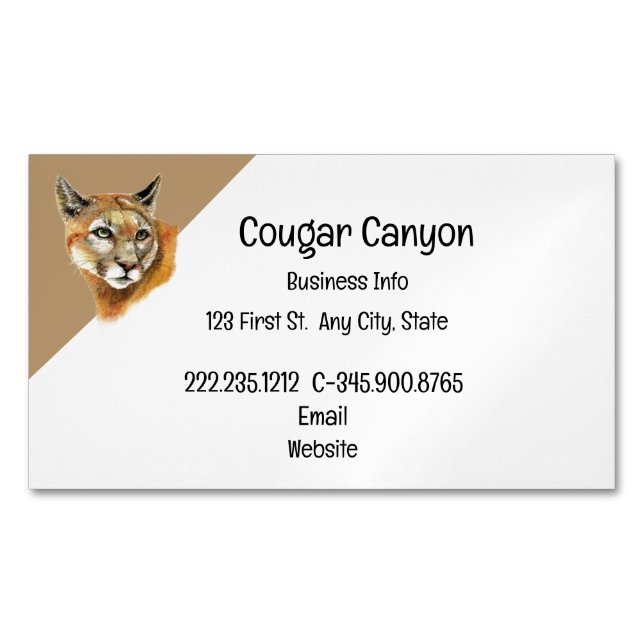 Watercolor Cougar with Animal Tracks Business Card (Front)