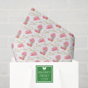 Watercolor Country Christmas Cowboy Boots Tissue Paper