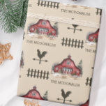 Watercolor Country Christmas Custom<br><div class="desc">This custom country wrapping paper includes adorable watercolor barn and farmhouse related graphics. Add a name using the personalisation feature. Perfect for Christmas or any gifting occasion!</div>
