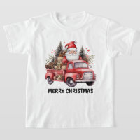 Watercolor Country Christmas truck add text Santa
