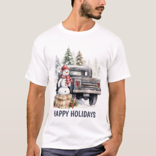 Watercolor Country Christmas truck add text T-Shirt