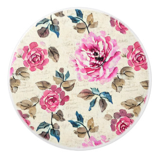 Watercolor Country Flowers - French Country Decor Ceramic Knob