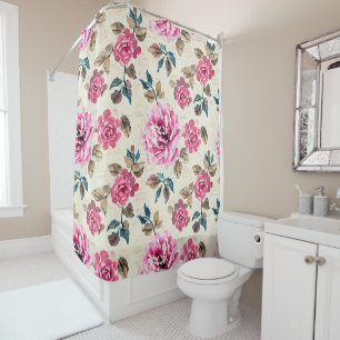 Watercolor Country Flowers - French Country Decor Shower Curtain