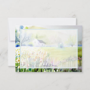 Watercolor country garden church personalised card