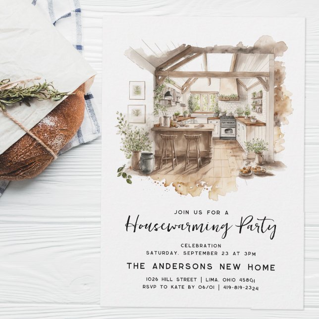 Watercolor Country Kitchen Housewarming Party Invitation (Creator Uploaded)